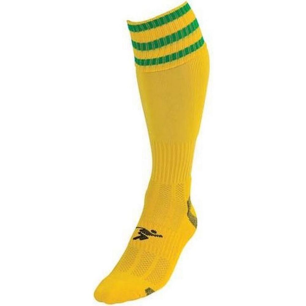 Precision Childrens/Kids 3 Stripe Pro Soccer Socks / Yellow/Green
